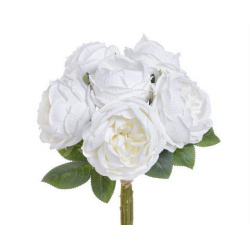 Bukiet róż x6 28cm white cream