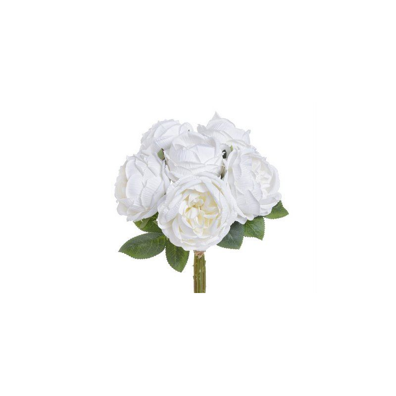 Bukiet róż x6 28cm white cream