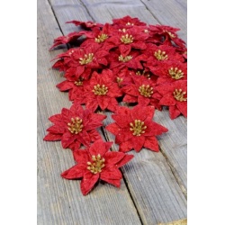 MINI POINSETIA VELVET 6,5CM PB8-00H RED GLD CENTER