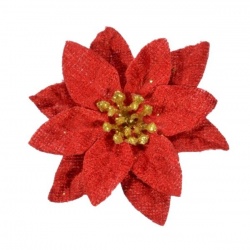 MINI POINSETIA VELVET 6,5CM PB8-00H RED GLD CENTER