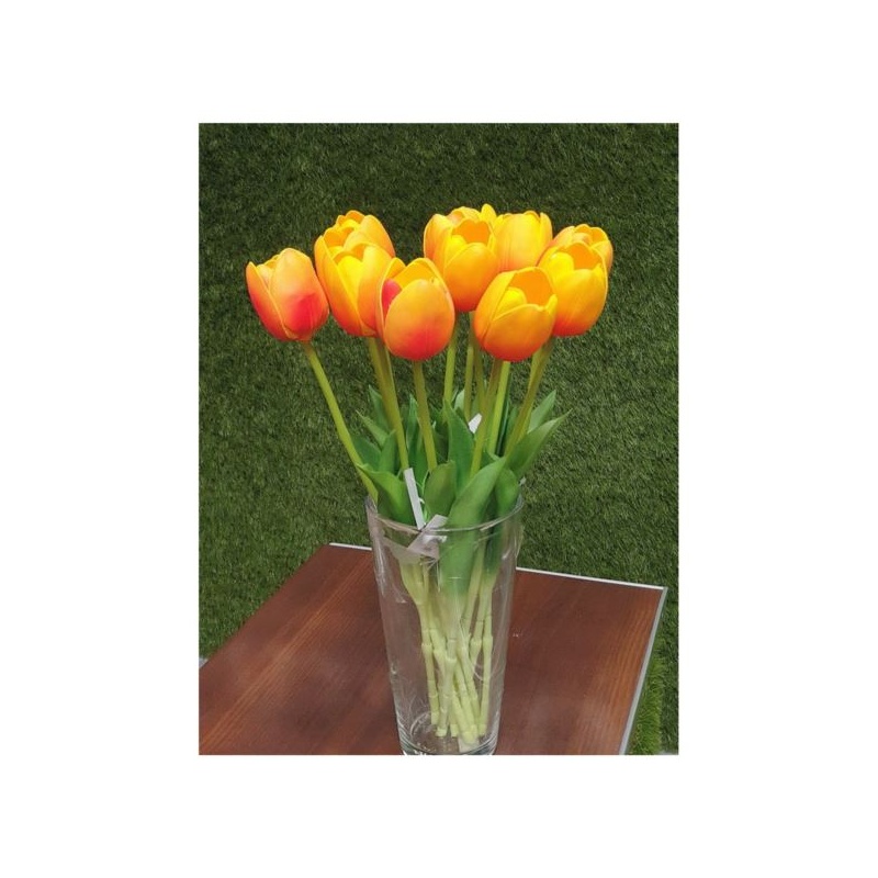 TULIPAN PIANKOWY - ŁODYGA GUMA 42CM YELLOW ORANGE