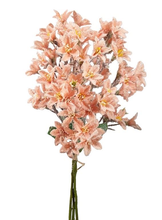 PĘCZEK DROBNYCH OŚNIEZONYCH KWIATKÓW 48CM PEACH