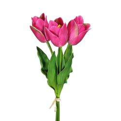 TULIPAN PĘCZEK 3 KWIATY 44CM  PIANKA FUCHSIA GREEN