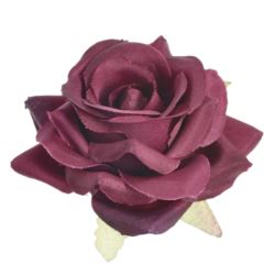 RÓŻA MINI GŁÓWKA 5CM ART117 BURGUNDY EDGE BLACK