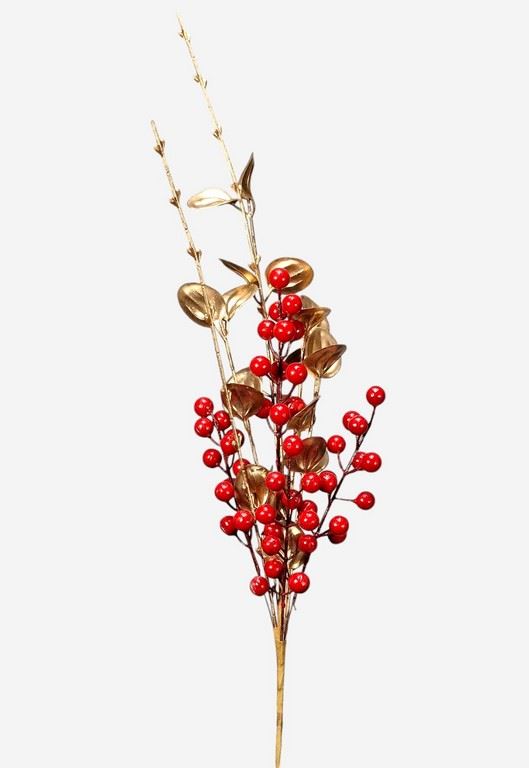 BUKIET ZŁOTYCH GAŁĄZEK Z GŁOGIEM 58CM GOLD RED