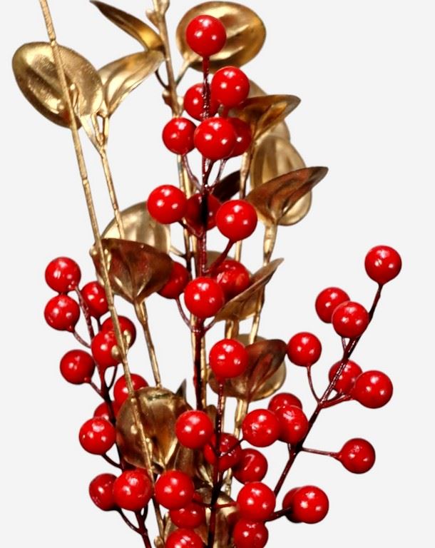 BUKIET ZŁOTYCH GAŁĄZEK Z GŁOGIEM 58CM GOLD RED