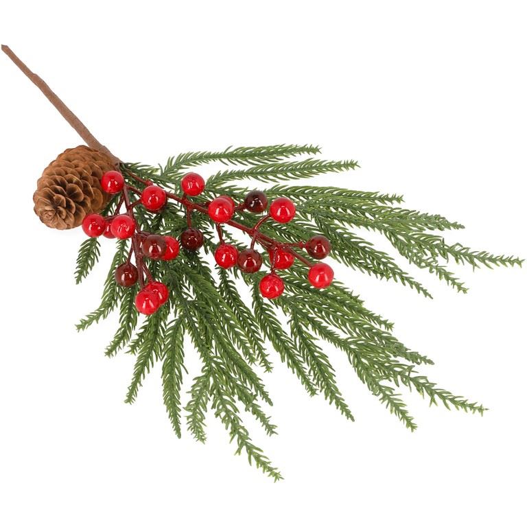GAŁĄZKA ŚWIĄTECZNA Z SZYSZKA 39CM /9410 GREEN RED