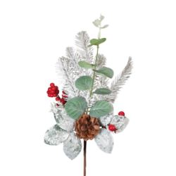 ŚWIERK OŚNIEŻONY OWOCE EUKALIPTUS SZYSZKA 36CM RED