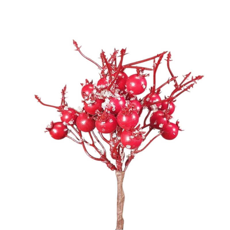 DZIKA RÓŻA OWOCE  PICK x6 WIĄZKA 16CM ICED RED