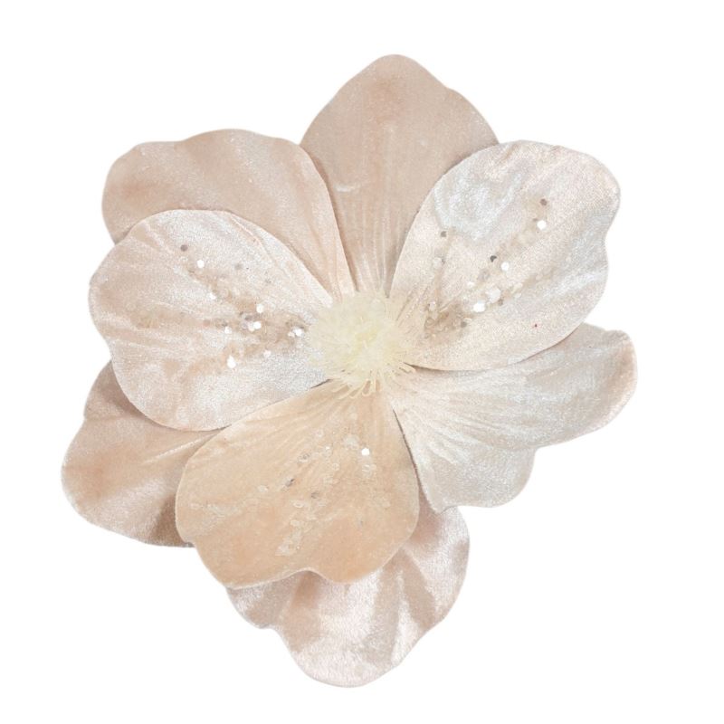 MAGNOLIA NA PIKU VELVET CEKINY 17CM ŚR. BEIGE