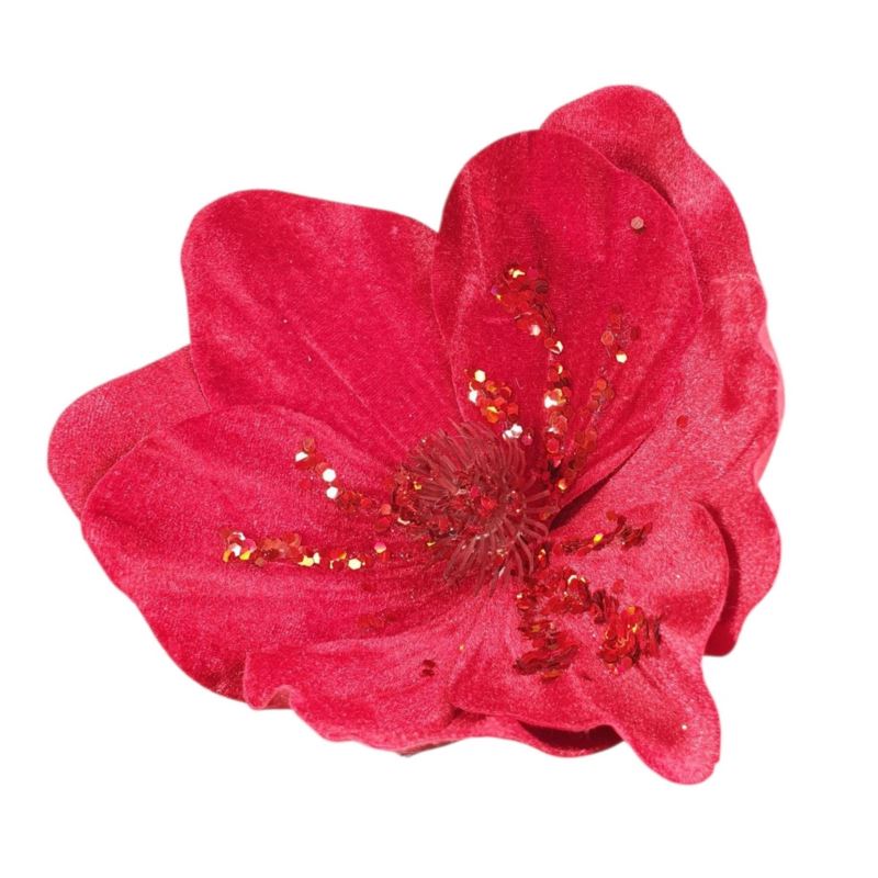 MAGNOLIA NA PIKU VELVET CEKINY 17CM ŚR. RED