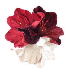 MAGNOLIA NA PIKU VELVET CEKINY 17CM ŚR. BORDO