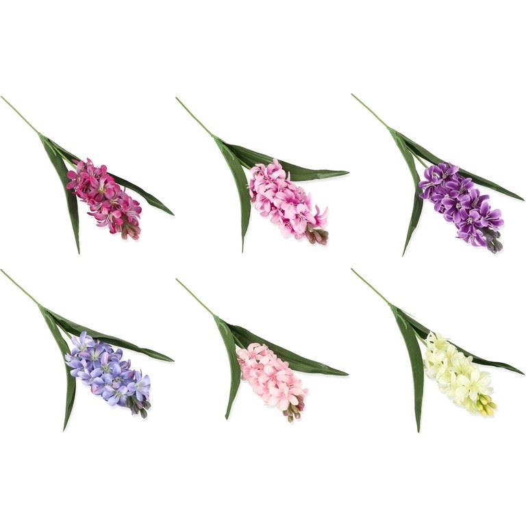 HIACYNT Z LIŚCIEM 50CM 5J10 MIX1 6 KOLORÓW