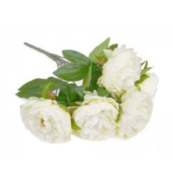 PEONIA BUKIET 5 KWIATÓW 46CM CREAM WHITE