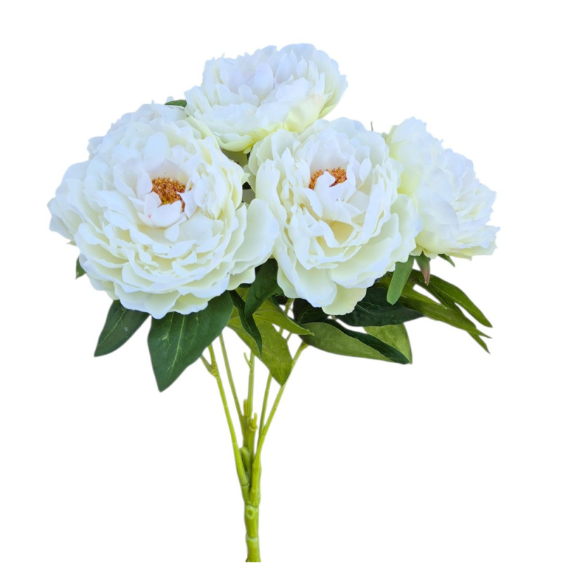 PEONIA BUKIET 5 KWIATÓW 46CM CREAM WHITE