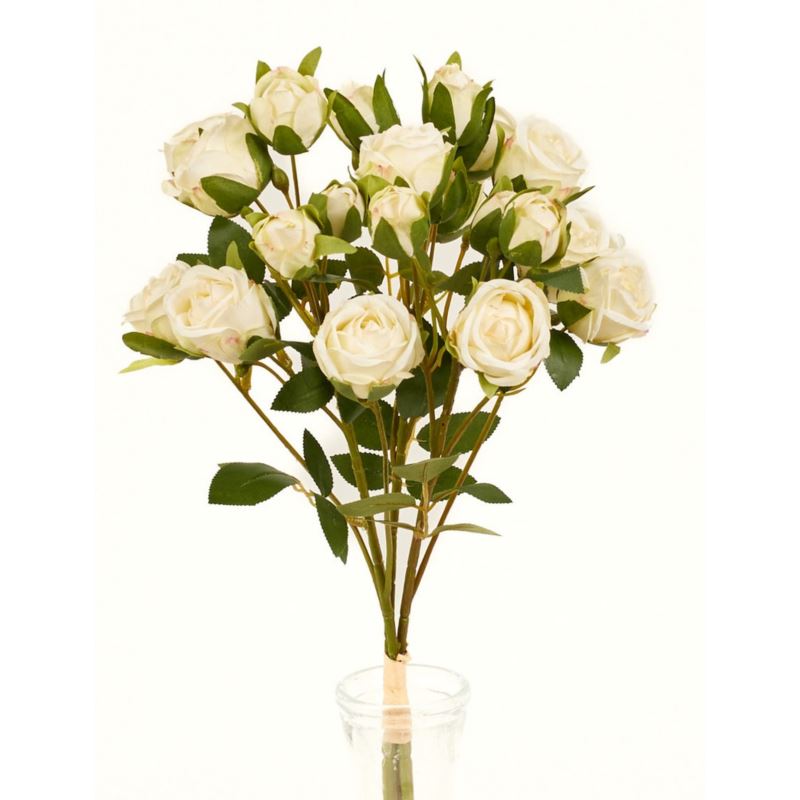 RÓŻA DROBNA WIĄZKA 3 GAŁĄZKI 54CM WHITE CREAM