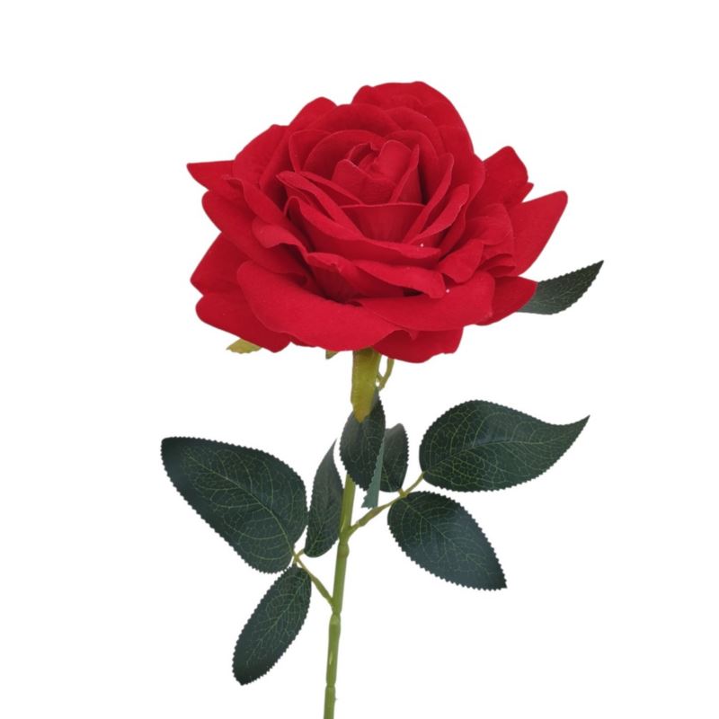RÓŻA POJ. WELUROWA 75CM RED
