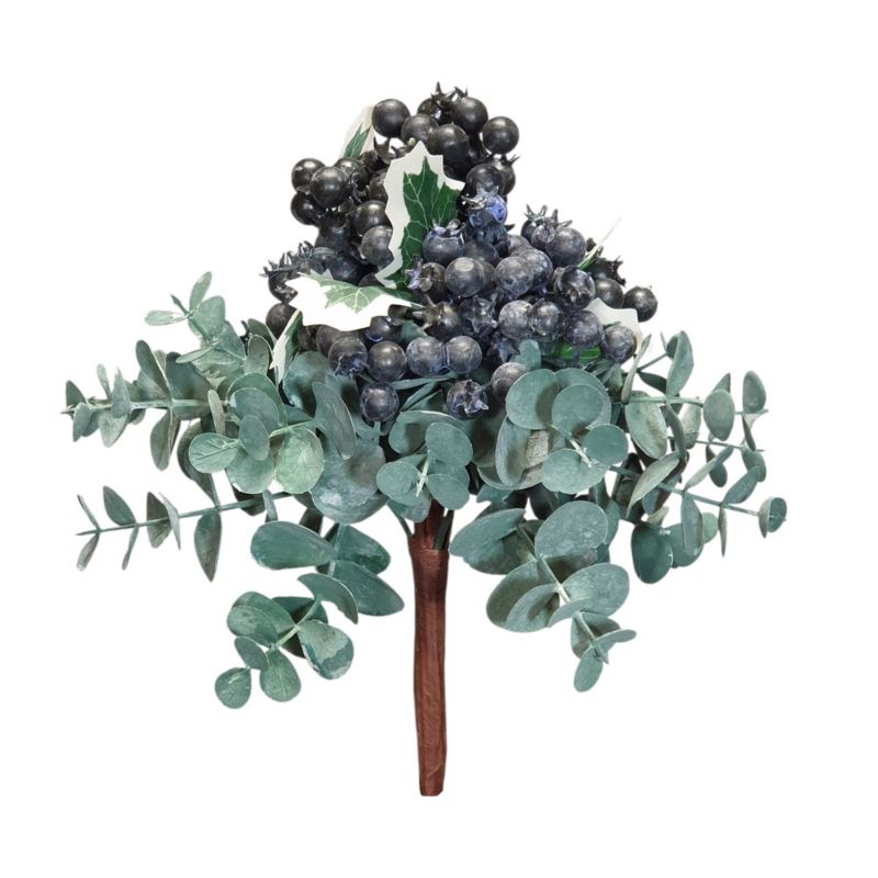 EUKALIPTUS Z GŁOGIEM BUKIET 25CM NAVY BLUE GREEN