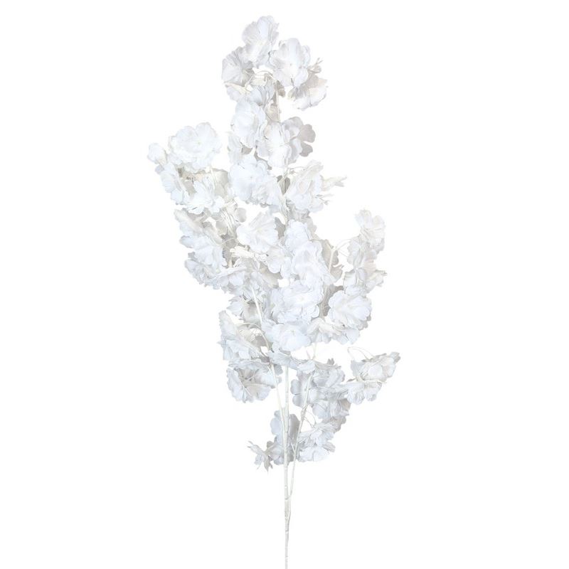 GAŁĄZKA KWITNĄCA WIŚNIA 97CM BIAŁA NA BIAŁYM WHITE