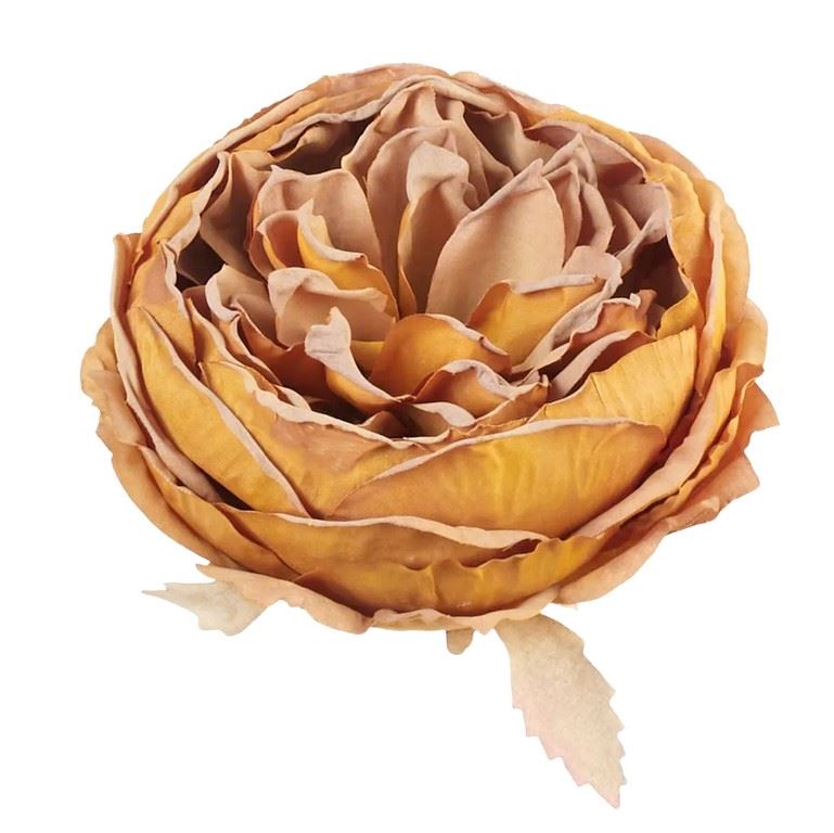 PEONIA GŁOWA VINTAGE 9CM OLD MUSTARD BROWN
