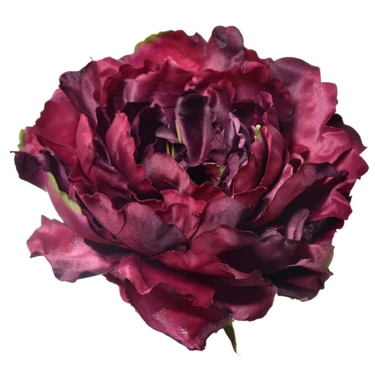 PEONIA GŁOWA 17CM ART060 BURGUNDY EDGE GREEN
