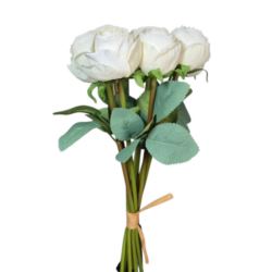 RÓŻA PĘCZEK 9 KWIATÓW 32CM CV36935 CREAM