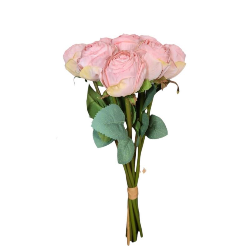 RÓŻA PĘCZEK 9 KWIATÓW 32CM CV36935 LT PINK GREEN