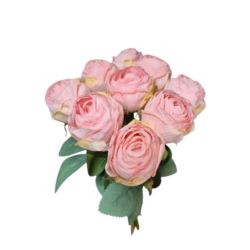 RÓŻA PĘCZEK 9 KWIATÓW 32CM CV36935 LT PINK GREEN