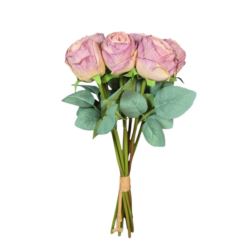 RÓŻA PĘCZEK 9 KWIATÓW 32CM CV36935 OLD MAUVE