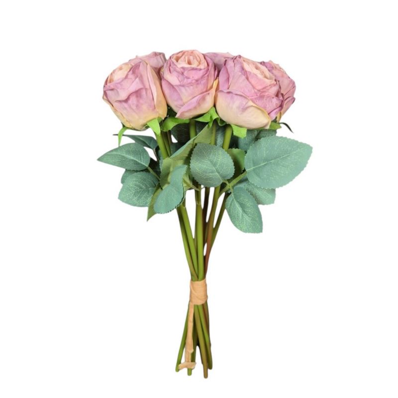 RÓŻA PĘCZEK 9 KWIATÓW 32CM CV36935 OLD MAUVE