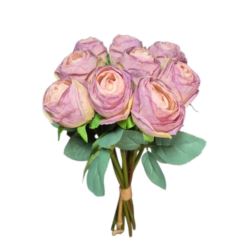 RÓŻA PĘCZEK 9 KWIATÓW 32CM CV36935 OLD MAUVE